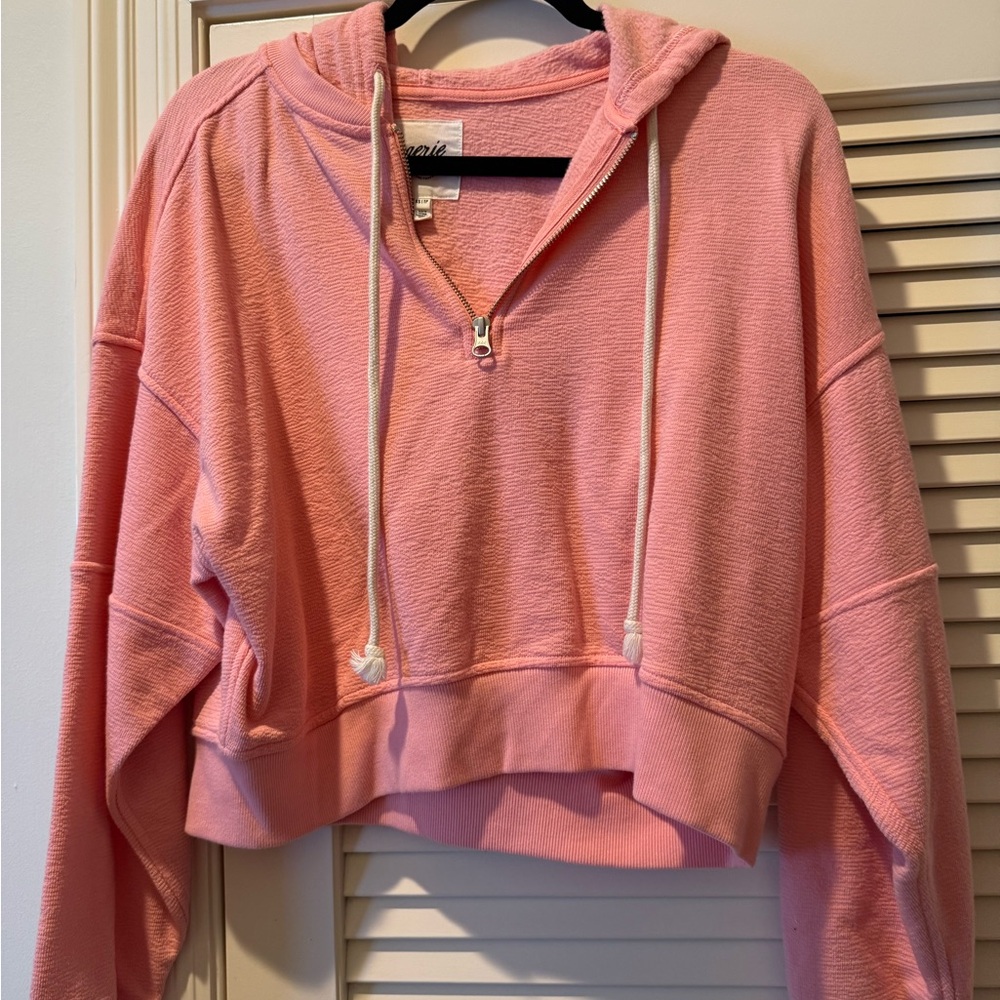 Aerie Light Pink Cropped Hoodie
